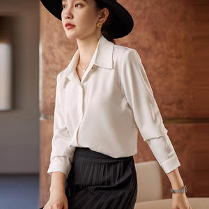 Atasan blus wanita hitam abu-abu biru kualitas tinggi elegan kemeja <span class=keywords><strong>Formal</strong></span> berkelas pakaian kerja komuter - Product Image 1