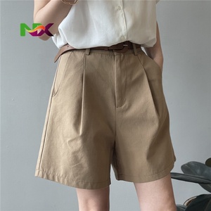 Pantaloncini a Gamba Larga da <span class=keywords><strong>Donna</strong></span>, Shorts <span class=keywords><strong>Casual</strong></span> <span class=keywords><strong>Chic</strong></span> a Vita Alta, Nuova Collezione Primavera-Estate 2025, Shorts Eleganti in Tinta Unita - Product Image 3