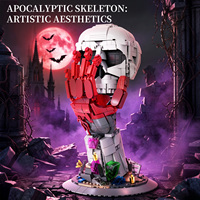 Nouveauté 2026 : Blocs de construction Rose Squelette Apocalypse - Figurine articulée, Cadeau d'Halloween, Jouet artistique gothique sombre