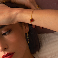 Gemnel élégant 925 argent Sterling cornaline pierre coeur Bracelet pour femmes Unique pierres précieuses charme bijoux