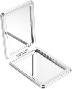Personalized Square <b>Foldable</b> Cosmetic <b>Mirror</b> with PU Leather & Stainless Steel Frame Pocket Size - Product Image 2