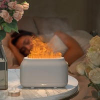 Diffuseur Humidificateur Portable Effet Flamme 180 ml pour Huiles Essentielles, Télécommande, Arrêt Automatique pour la Maison