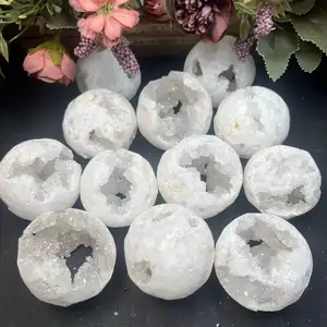 Wholesale High Quality Natural Crystal Clear Quartz Sphere With Geode Cluster For Decoration