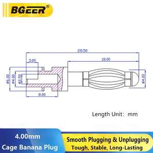 موصل موزي معدني 4.0 مم - رأس موزي ذكر من النحاس النقي لموصلات الاختبار الأنثوية وملحقات الأطراف - Product Image 6