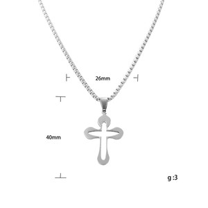 <b>Titanium</b> Steel Hollow Cross Pendant Geometric Design Christian Religious Men's Necklace Everyday Wear - Product Image 5