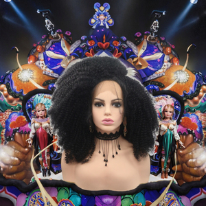 <span class=keywords><strong>Peluca</strong></span> Afro Ondulada con Encaje Frontal Meikeiko Marrón Medio, 250% <span class=keywords><strong>de</strong></span> Densidad, 18 Pulgadas, Sin Pegamento, para Uso Diario, <span class=keywords><strong>Drag</strong></span> <span class=keywords><strong>Queen</strong></span>/Cosplay, para Mujeres Negras - Product Image 3