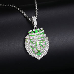 Glow in the Dark serie Hiphop gioielli regalo 925 in <span class=keywords><strong>argento</strong></span> Sterling VVS Moissanite diamante ghiacciato <span class=keywords><strong>collana</strong></span> con ciondolo re <span class=keywords><strong>leone</strong></span> - Product Image 2