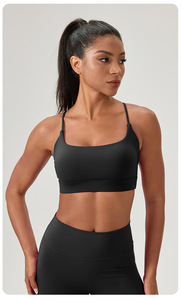 Soutien-gorge de sport croisé pour femme, col carré, avec coussinets amovibles, respirant, maintien moyen, pour le yoga et la gym, vente en gros - Product Image 4