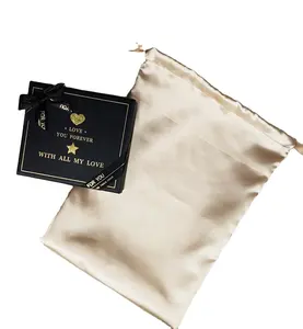 Небольшие Шелковые сумки с принтом на заказ, коричневая атласная сумка для упаковки волос