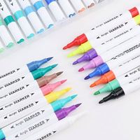 Lot de 48 marqueurs acryliques à double pointe de 4 mm, pointe bille, pour dessin et croquis, avec boîte en plastique portable
