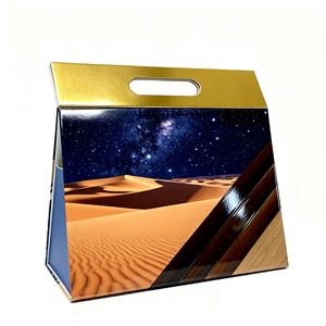 Custom Logo Foldable <b>Flat</b> <b>Pack</b> <b>Gift</b> <b>Box</b> With Die Cut Handle Luxury Paper <b>Gift</b> Packaging <b>Box</b> For Wedding Birthday Party <b>Gift</b> - Product Image 1