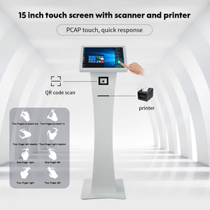 15 inch <span class=keywords><strong>QR</strong></span> Máy quét mã Máy in nhiệt LCD đa-màn hình cảm ứng kiosk tương tác với wifi cho trung tâm mua sắm sân bay ngân hàng - Product Image 2