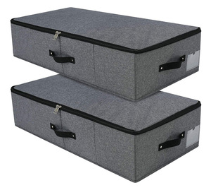 Organizador de Cama Dobrável de Linho com Grande Capacidade de <span class=keywords><strong>70L</strong></span>, Fechamento com Zíper, à Prova de Poeira e Reforçado - Product Image 6