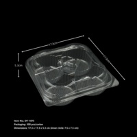 Contenitore per Alimenti Quadrato in PET Trasparente Ecologico a 4 Scomparti, Usa e Getta, per Dessert, Muffin, Cupcake, Pasticceria