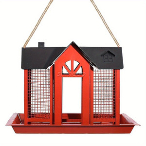 Ngoài trời <span class=keywords><strong>Bird</strong></span> Feeder Kim Loại Nhà mô hình birdfeeder công suất lớn chim hạt giống thực phẩm Dispenser gỉ sắt treo <span class=keywords><strong>Bird</strong></span> Feeder - Product Image 6