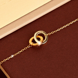 Collar AN100 <span class=keywords><strong>de</strong></span> Plata <span class=keywords><strong>de</strong></span> Ley 925 con Diseño <span class=keywords><strong>de</strong></span> Círculos Entrelazados, Dos Tonos Oro y Rodio, para Mujer, Regalo <span class=keywords><strong>de</strong></span> Aniversario o Uso Diario - Product Image 2