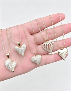 Collier pendentif cœur plaqué or 18 carats avec micro-incrustation de zircon, chaîne à maillons, bijoux de mode, style exquis - Product Image 3