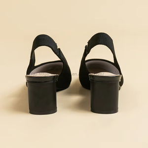 Chaussures de princesse européennes et américaines en tricot, couleur unie, à bride arrière, à bout pointu, décolletées, avec côtés ouverts, pour le quotidien - Product Image 4