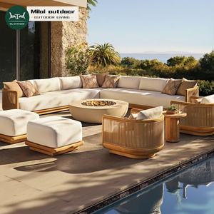 Conjunto de Sofás Modernos para Exteriores, Madera de Teca Sólida, para Hotel, Patio, Resort, Villa, Jardín, con Sillones - Product Image 1