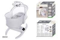 Berceau à bascule portable pour bébé Mastela, balançoire électrique réglable pour nourrissons, berceau avec jouet, métal, PP, lin, alimentation USB, 0-2 ans