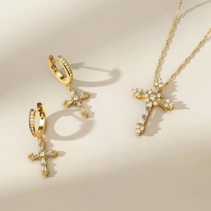 보석 여성 패션 보석 925 스털링 실버 큐빅 지르코니아 크로스 목걸이 - Product Image 3