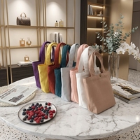 Sac fourre-tout en toile de coton écologique réutilisable avec logo personnalisé, couleur unie, poignées longues, taille moyenne, idéal pour les cadeaux