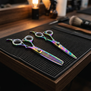 Ciseaux à cheveux Rainbow Beauty pour la coupe des cheveux fins, ciseaux de barbier professionnels, acier inoxydable 4Cr13, revêtement arc-en-ciel, manche long - Product Image 4