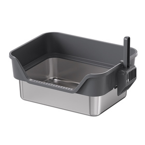 <b>Cat</b> Litter <b>Box</b> Stainless Steel Rectangle 43cm Open Type For Kitten Pet Supplies - Product Image 3