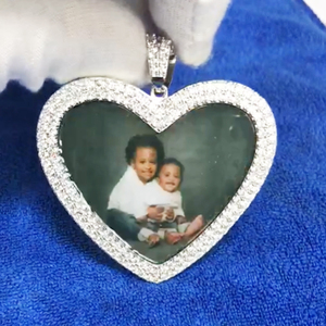 Jasen Jewelry Designs Uso diario Hip Hop Iced Out 925 Silver Moissanite Diamonds Picture Photo Frame Colgante para asuntos familiares - Product Image 3