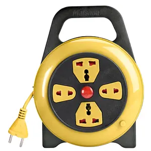 Universal Standard Extension Socket Power Strip 5M 3 Way Socket Yellow Power Cord Retractable Reel Cable