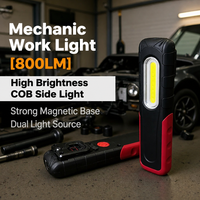 Lampe de travail LED magnétique rechargeable 800 lm, lampe torche portable pour réparation automobile, atelier industriel et entretien extérieur