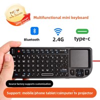 NeFactory Keyboard Mini Nirkabel Tipis Plastik dengan Lampu Latar, Pengganti Halaman PPT, Koneksi 2.4G/BT/Type-C, Mendukung Desktop/PC, Dapat Dikustomisasi
