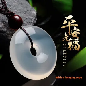 Liontin kalung pasangan liontin giok wanita pria trendi gesper keamanan batu akik es Brazil liontin kalung Budha laut - Product Image 2