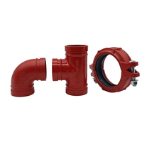 Coude réducteur croisé en fonte ductile rouge homologué UL FM à bon prix pour raccordement de canalisations d'incendie