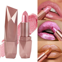 Rouge à lèvres Prime Fulfillment Diamond Shimmer, étui rose doré facetté, crayon haute brillance pour l'exportation en volume contrôlé