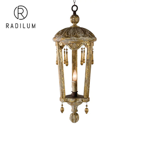 Lámpara Colgante de Metal Retro Estilo Palacio, Farol de Madera Francés Antiguo, para Vestíbulo y Dormitorio, Artículo de Diseño para Proyectos al por Mayor - Product Image 1