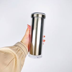 25Pcs Sublimation 20Oz <b>Snowglobe</b> Straight Glitter Soda Beer Snow Globe Tumbler Coffee Mug With Lid and Straw for Gifts - Product Image 3