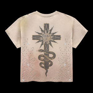 T-shirt OEM pour <span class=keywords><strong>homme</strong></span> délavé à l'acide, imprimé, avec diamants, blanc double mercerisé brillant - Product Image 2