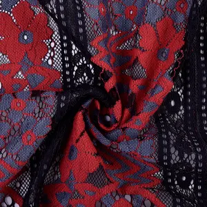婦人服生地用の新しい刺繍入りコットンマルチカラージャカードナイロンレース生地
