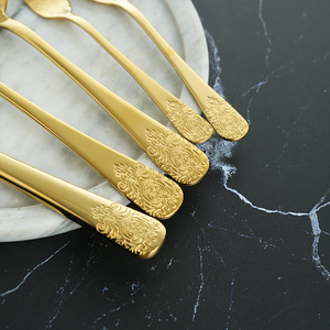 Glod Ensemble de Couverts de Luxe en Acier Inoxydable Design Pleine Fleur Vaisselle Ustensiles de Cuisine Élégants Couverts Exquises pour les Fêtes - Product Image 5