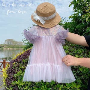 Falda de Gasa Decorativa con Lentejuelas para Niñas, Vestido de Encaje con Mangas Transparentes, Vestido de Princesa para Fiesta - Product Image 3