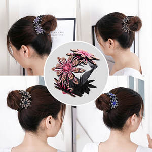 Barrettes à cheveux en cristal coloré en forme de queue de cheval, luxe féminin, barrettes à cheveux personnalisées en <span class=keywords><strong>strass</strong></span>, barrettes à cheveux en forme de banane - Product Image 3