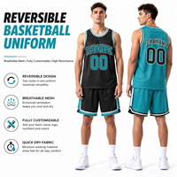Jersey Basket Custom Print Bolak-Balik Seragam Tim Sublimasi Penuh Pakaian Olahraga Bernapas untuk Klub Liga Olahraga