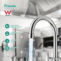 Robinet de cuisine moderne en acier inoxydable Frascio à double poignée, chaud et froid, chromé, à montage sur plan de travail, robinets de lavabo de cuisine