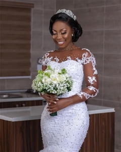 ชุดแต่งงานลูกปัดหรูหราสไตล์แอฟริกันปี 2026 แขนยาวประดับมุก ชุดเจ้าสาวสีดำ Vestido De Noiva แบบสั่งตัด - Product Image 2