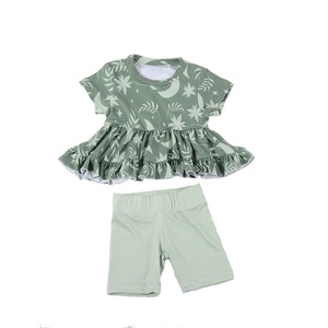 Vente flash - Ensembles de vêtements décontractés pour filles - Shorts imprimés léopard et fleurs - Combinaison à volants - Bébé fille - Coton biologique confortable - Product Image 6