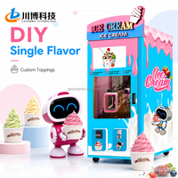 Máquina de Helado Suave Comercial Totalmente Automática, 3 Sabores, Autoservicio, Robot Expendedor, 110/220V, OEM, ODM, Fábrica, Centro Comercial
