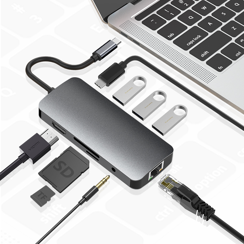 9 в 1, многофункциональная док-станция для ноутбука, Usb C концентратор