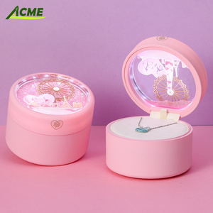 Оптовая розовая шкатулка для ювелирных изделий для девушки на заказ Роскошная шкатулка со светом - Product Image 5