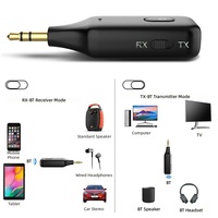 Penerima & Pengirim Nirkabel Mobil 3 in 1, Adaptor Audio BT Hands-Free untuk TV Komputer, Adaptor Panggilan Hands-Free 3.5 Aux